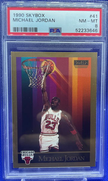 MICHAEL JORDAN Chicago Bulls 1990 Skybox Basketball Card #41 PSA 8 NM-Mint