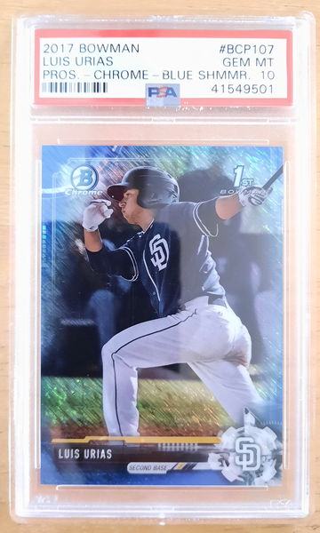 Luis Urias 2017 Bowman Chrome Blue Shimmer #BCP107 PSA 10
