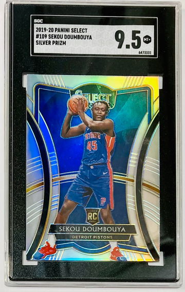 Sekou Doumbouya 2019-20 Panini Select Silver Prizm Rookie RC Premier Level #109 SGC 9.5 Mint + Detroit Pistons