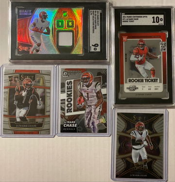 2021 Ja’Marr Chase 5 card lot including 2 SGC Slabs