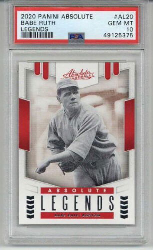 2020 PANINI ABSOLUTE LEGENDS #AL20 BABE RUTH CARD NY YANKEES PSA 10 SP LOW POP
