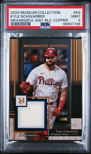 2024 Topps Museum Collection Meaningful Material Relics Copper Kyle Schwarber #KS /49 PSA 9