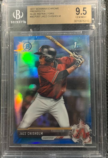 2017 Bowman Chrome Jazz Chisholm Blue Refractor BGS 9.5