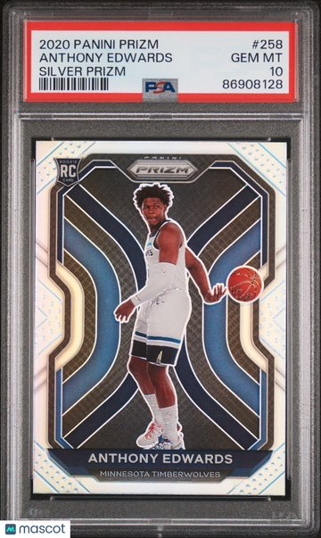 PSA 10 2020 Panini Prizm Anthony Edwards Silver Prizm Rookie #258