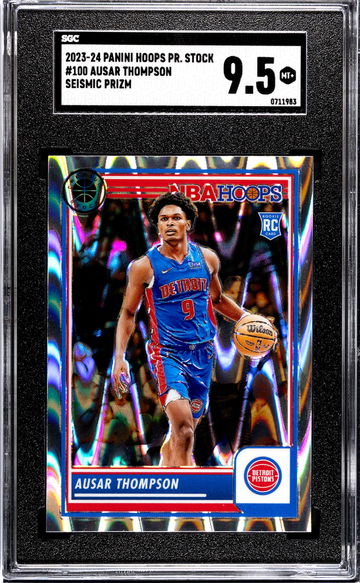 2023-24 Panini Hoops Premium Stock #100 Ausar Thompson Seismic Prizm SGC 9.5