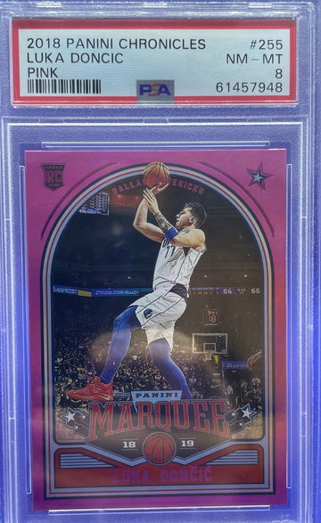 2018 Panini Chronicles Luka Doncic RC Pink Marquee PSA 8 NM-MT #255 SP Mavs