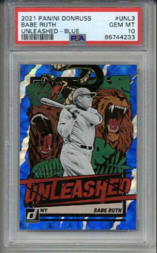 2021 PANINI DONRUSS UNLEASHED BLUE #UNL3 BABE RUTH LE 071/249 PSA 10 LOW POP