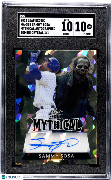 2023 Leaf Exotic Sammy Sosa #MA-SS2 Mythical Autograph Zombie Crystal 1 1 SGC 10 Auto 10