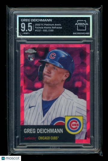 2022 Topps Chrome Platinum Anniversary Fuchsia Atomic Refractor Greg Deichmann #112 /100 RC Arena Club 9.5