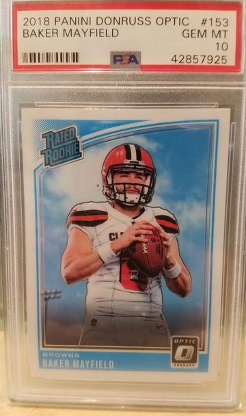 Baker Mayfield 2018 Panini Donruss Optic #153 PSA 10