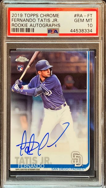 Fernando Tatis Jr Topps Chrome Rookie Auto PSA 10