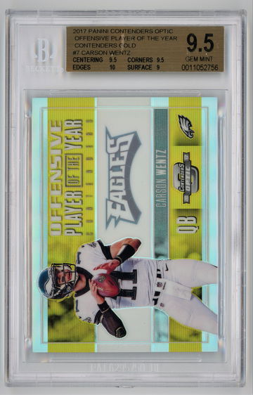 2017 Panini Contenders Optic Offensive Player Of the Year Contenders Gold /10 Carson Wentz BGS 9.5