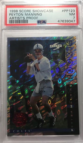 1998 Score Showcase. Peyton Manning Artist Proof. PSA 7