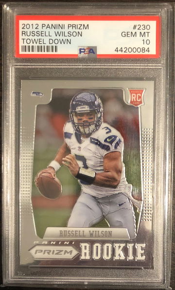 2012 Panini Prizm Russell Wilson RC Towel Down #230 PSA 10