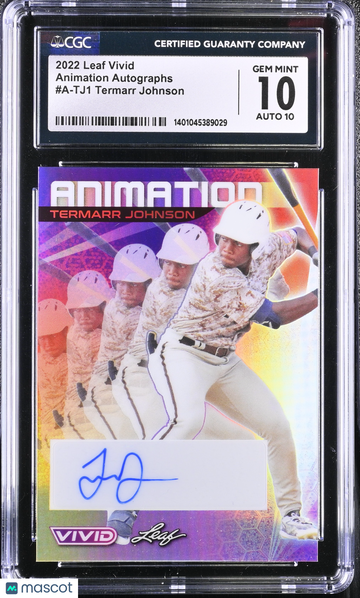 2022 Leaf Vivid Termarr Johnson #A-TJ1 Auto Animation Autographs CGC 10 Auto 10