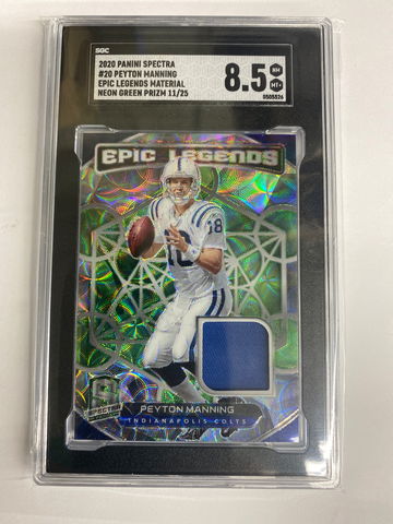 2020 Panini Spectra #20 Peyton Manning Epic Legends Material Neon Green serial number 11/25