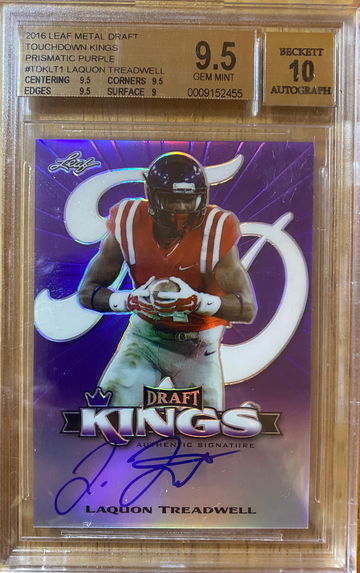 2016 Leaf Metal Draft Touchdown Kings Laquon Treadwell Prismatic Purple BGS 9.5 Gem Mint /20 AU 10