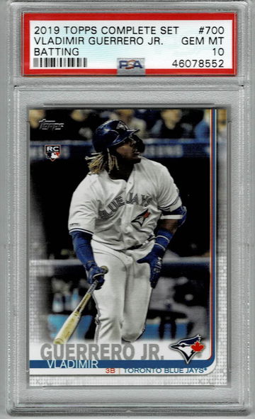 2019 TOPPS COMPLETE SET VLADIMIR GUERRERO JR. BATTING PSA 10 GEM MINT RC