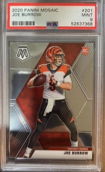 2020 Panini Mosaic Joe Burrow Rookie Card #201 PSA 9 Mint