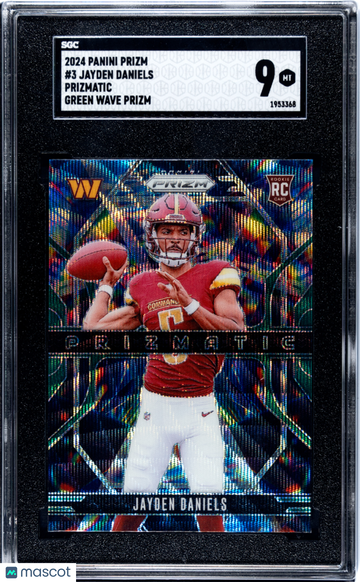 2024 Panini Prizm Jayden Daniels #3 Prizmatic Green Wave SGC 9