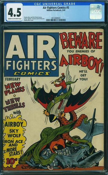 AIR FIGHTERS COMICS #5, CGC 4.5 VG+