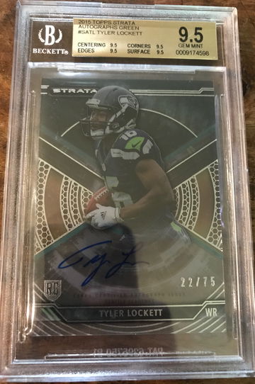 2015 TOPPS STRATA GREEN TYLER LOCKETT ROOKIE RC AUTO /75 BGS 9.5/10 TRUE GEM