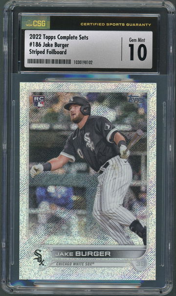2022 Topps Complete Sets Jake Burger RC #186 Foilboard /875 - CSG Gem Mint 10