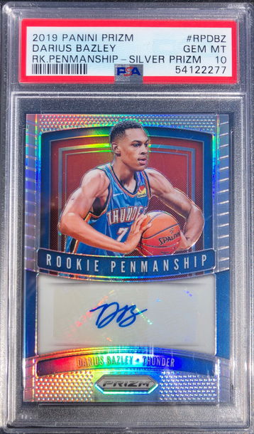 2019-20 Panini Prizm Darius Bazley Rookie Penmanship Silver PSA 10