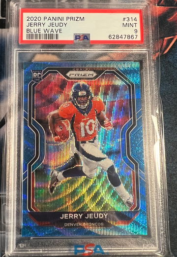 Jerry Jeudy Rookie #'D  /199 PSA 9 Blue Wave #314 Panini Prizm 2020
