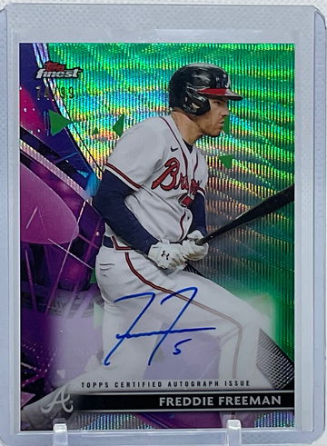2021 Topps Finest Baseball Freddie Freeman Green Auto FA-FF /99