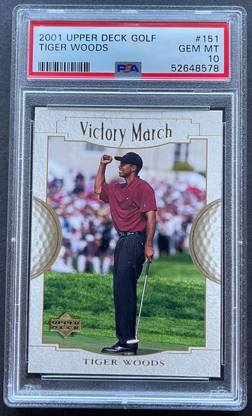 2001 Upper Deck Tiger Woods Victory March #151 RC PSA 10
