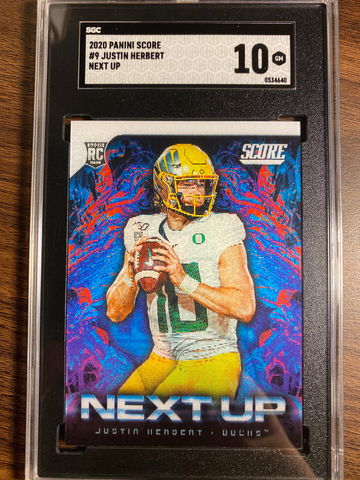 2020 Panini Score #9 Justin Herbert Next Up 10 Gem Mint Pop 1 RARE