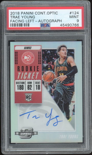 2018 Contenders Optic Trae Young Variation Holo Auto PSA 9