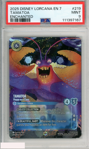 2025 DISNEY LORCANA EN 7-ARCHAZIA S ISLAND TAMATOA #219 ENCHANTED PSA 9 MINT