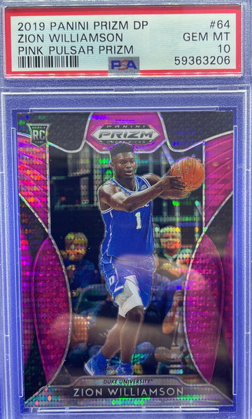 2019 Prizm Draft Picks Zion Williamson Pink Pulsar RC PSA 10 Gem Mint #64 Duke SP