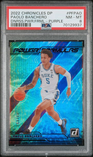 2022-23 Panini Chronicles DP PAOLO BANCHERO Power Formulas Purple /49 PSA 8 NM-MT Duke RC SP