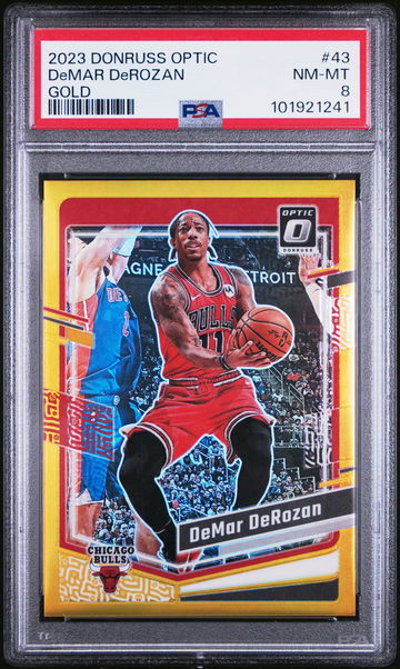 2023 Panini Donruss Optic Gold DeMar DeRozan #43 Prizm /10 PSA 8