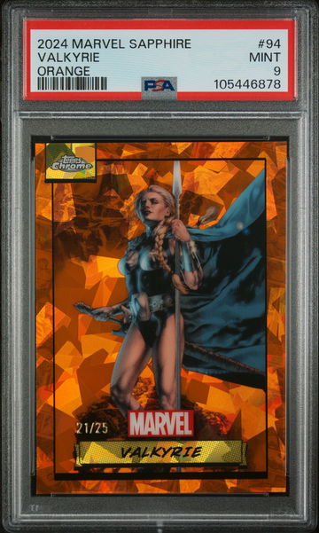 2024 Topps Chrome #94 Valkyrie Marvel Sapphire /25 PSA 9