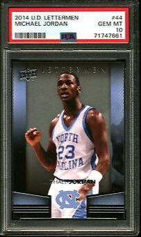 2014 Upper Deck UD Lettermen 44 Michael Jordan University of North Carolina UNC Tar Heels PSA 10 Gem Mint