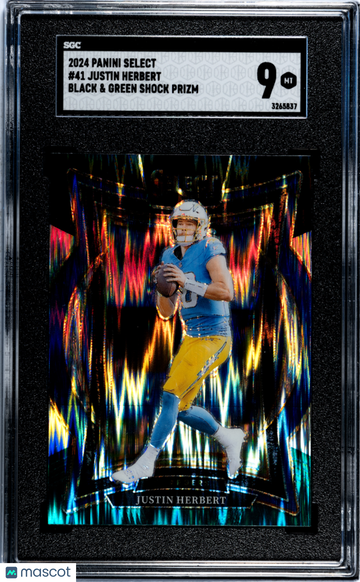 2024 Panini Select Justin Herbert #41 Black & Green Shock Prizm SGC 9