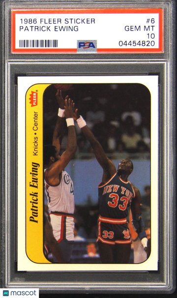 1986 Fleer Sticker Patrick Ewing #6 PSA: Gem Mint 10 PSA 10