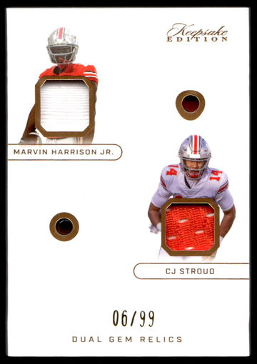 2024 Keepsake Marvin Harrison Jr CJ Stroud Dual Gem Patch Relic /99
