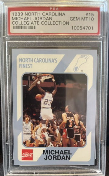 1989 University of North Carolina UNC Tar Heels Collegiate Collection 15 Michael Jordan PSA 10 Gem Mint