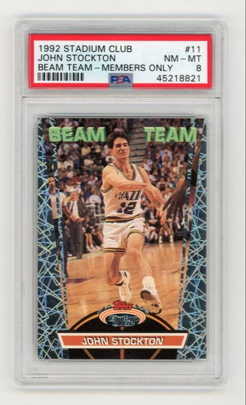 1992 Stadium Club Beam Team Members Only John Stockton PSA 8 