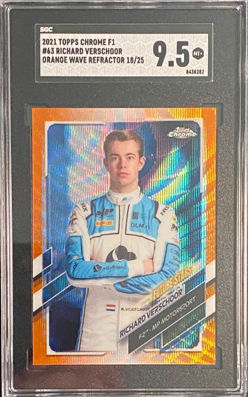 2021 Topps Chrome Richard Verschoor Orange Wave Refractor /25 Formula 1 F1 Future Stars F2 SGC 9.5