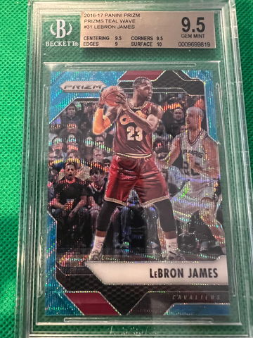 2016 prizm Lebron James teal wave bgs 9.5 6/25 