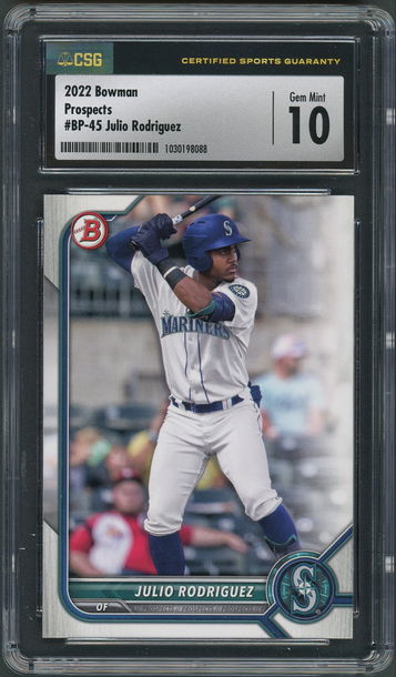 2022 Bowman Prospects Julio Rodriguez RC #BP-45 Seattle Mariners - CSG 10