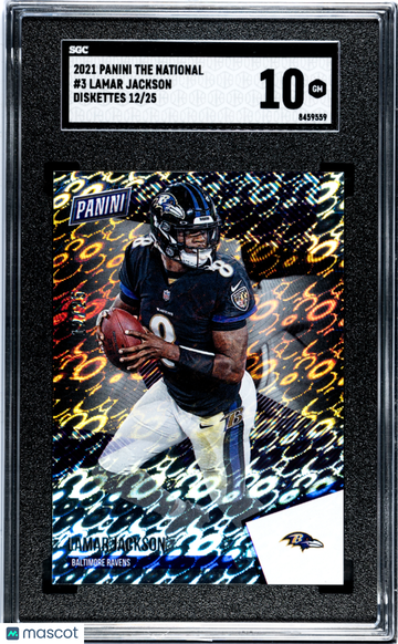 2021 Panini The National Lamar Jackson #3 Diskettes SGC 10
