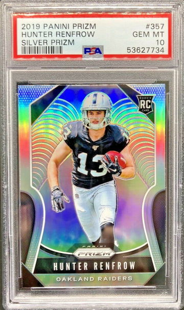 2019 Panini Prizm Silver Hunter Renfrow RC #357 * PSA 10 GEM MT * Raiders Rookie