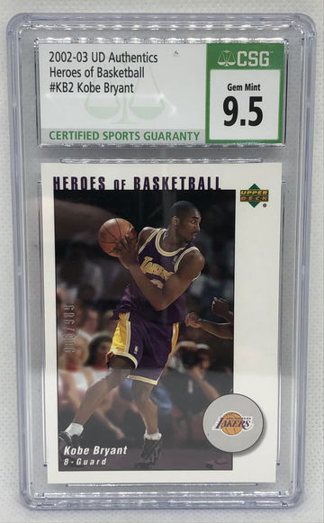 2002-03 UD Authentics Heroes of Basketball Kobe Bryant Lakers CSG 9.5 /989